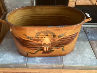 Antique wood holder fireplace bin