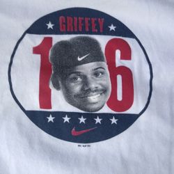 NIKE White Red Blue Ken Griffey Jr. in '16 Hall of Fame HOF T Tee Shirt Size : Adult XL
