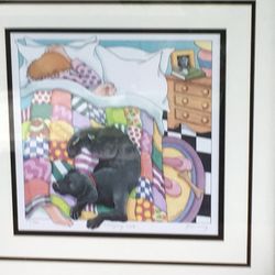 Frances Greenberg Art Print  Sleeping Lab Framed  77/500 Signed and numbered 16h X 15w