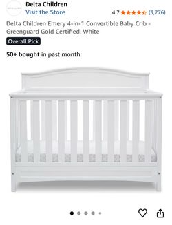 Delta Children Emery 4-in-1 Convertible Baby Crib+Matresss