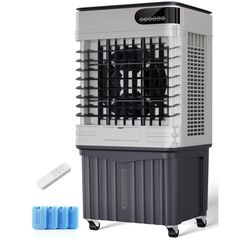 Swamp Cooler, 42 Inch Evaporative Air Cooler with 13.5 Gal Large Water Tank, 3800 CFM, 120° Oscillation, 3 Modes & 3 Speeds, Remote, 12 H Timer, 4 Ice