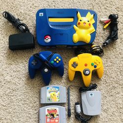 Nintendo 64 Console Pikachu Edition with Controllers, 2 Games, Hey You Pokémon, with Microphone, Pokémon Snap