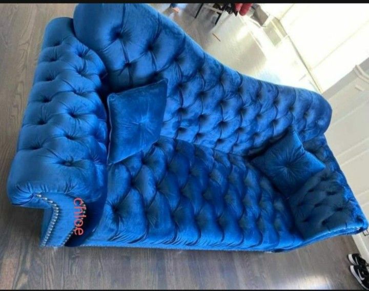 Covert Blue Velvet Sofa