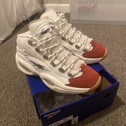 Reebok Question Mid (Red/White) – Size 8.5