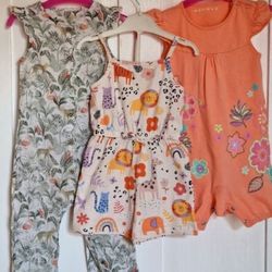 Baby Girls 12-18 Months Summer Playsuits Jumpsuits Bundle Short Sleeve Outfits
