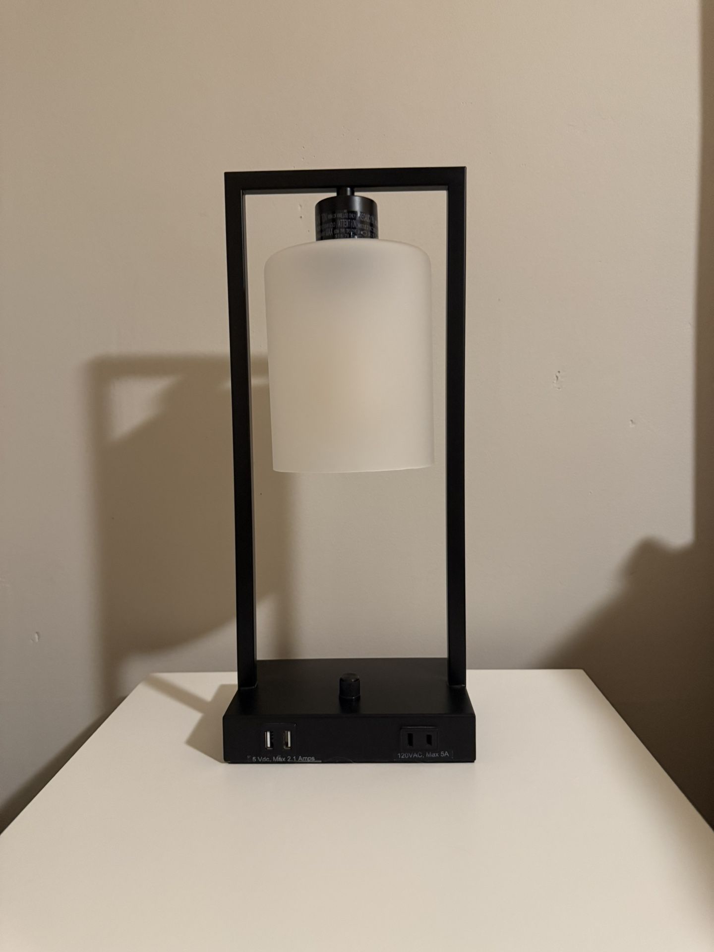 Modern Black Frame Table Lamps with USB Ports (Set of 2)