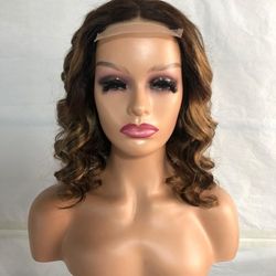Cuztomized 5x5 Lace Frontal Curly 14" Wig/ Highlighted Wig