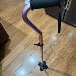 Pink Adjustable Quad‑Base Walking Cane