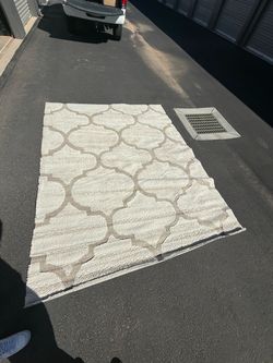 Cream and Tan Trellis Area Rug