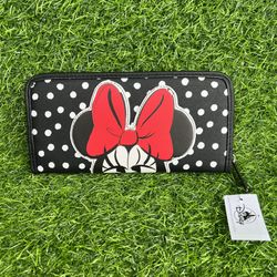 Disney Parks Minnie Mouse Polka Dot Black Loungefly Wallet