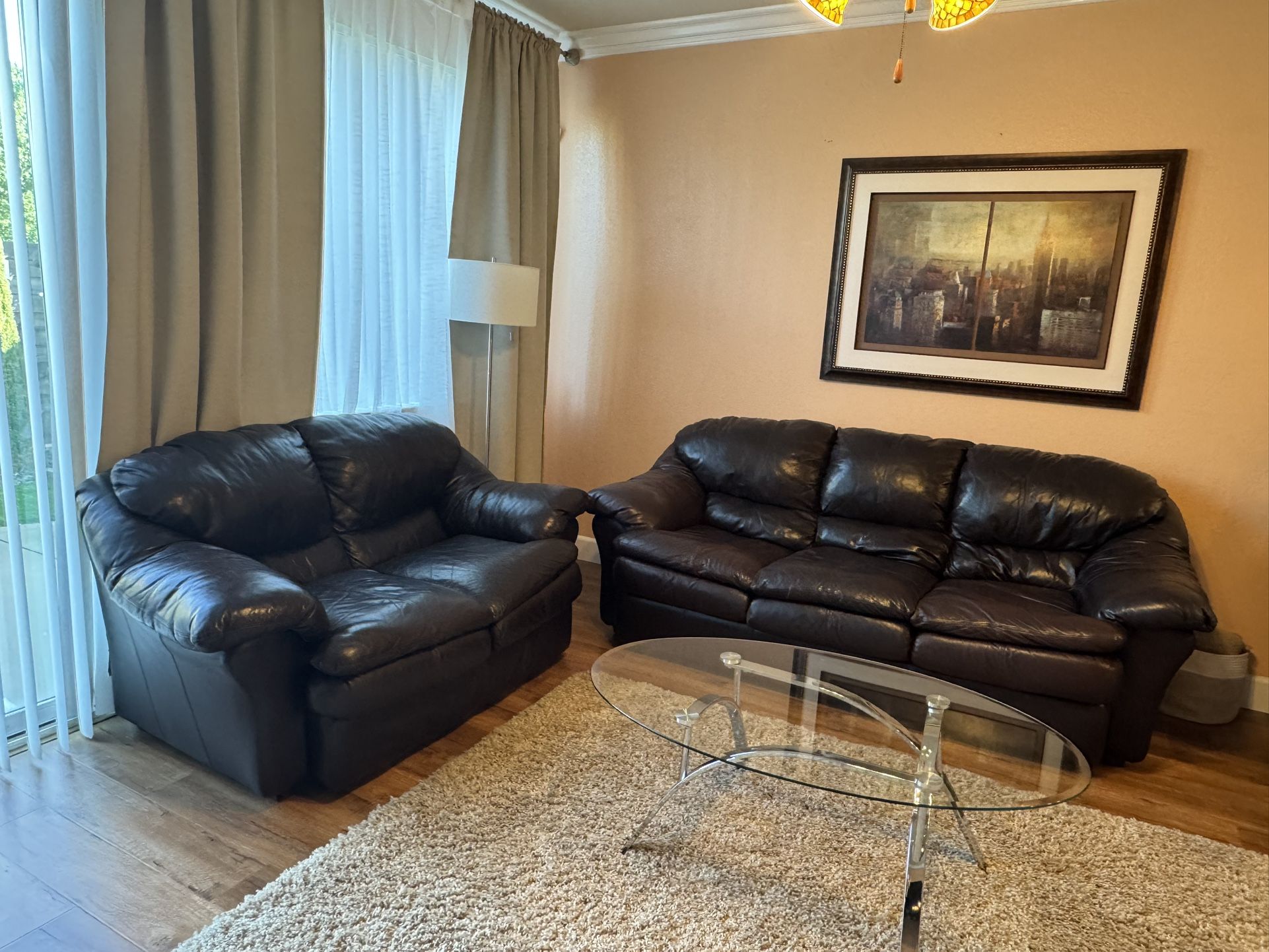 Leather Set Sofa and Loveseat
