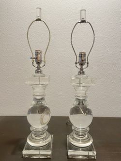 2 Balustrade Table Lamps in Crystal
