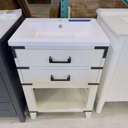 “24” Bathroom Vanity in White Oak with Vanity Top in White  $269 