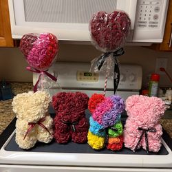 Bundle of foam rose bears and hearts