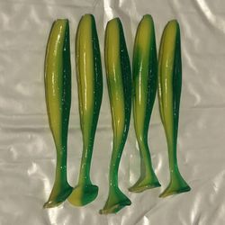 Green/Chartreuse-Glitter Paddle Tail Swimbait