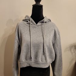 Gray Cropped Hoodie by Shein Size Juniors Medium