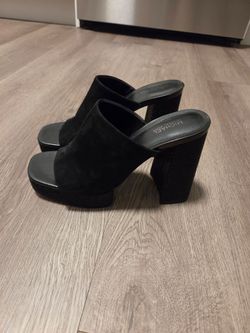 Michael Kors Black Suede Platform Mule Heels