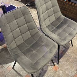 2 Grey Suede Chairs