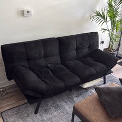Bowie Black Micro Sofa Futon