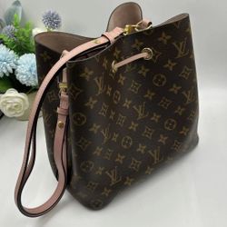 LOUIS VUITTON NOE OLD FLOWER COATED CANVAS COWHIDE BUCKET BAG SINGLE SHOULDER HANDBAG WOMEN'S BROWN(134)23