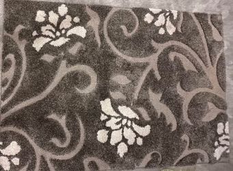 Brown/olive green Floral Shag Area Rug