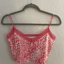 Pink Leopard Print Y2K Style Crop Top Size M 