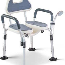 Shower Chair With Arms Back Suction Feet Padded New