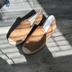 Michael Kors MK brown espadrille slip-on shoes