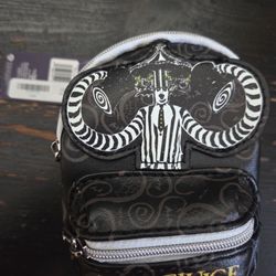 Beetlejuice Mini Belt Backpack /Keychain Black Buckle Down -Warner Bros 5"