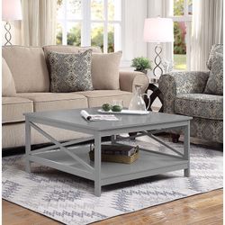 Brand New in Box 36in Square Gray Wooden Coffee Table