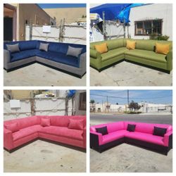 Brand NEW 7X9FT Sectional Couches NAVY combo,  LIME, Rose  Microfiber  Combo And PINK LEATHER With Black SOFAS 2pc