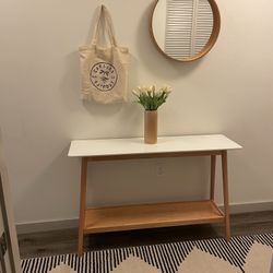 Console/Entry Table  (white and wood)