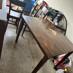 Wood Kitchen Table With 4 High Chairs 