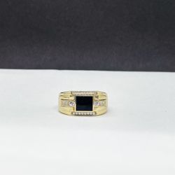 14k  Solid Gold With Black stone RING