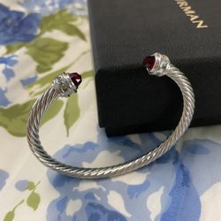 David Yurman 5mm Garnet Diamond Bracelet