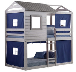 Kids Treehouse Bunk Bed with Tent