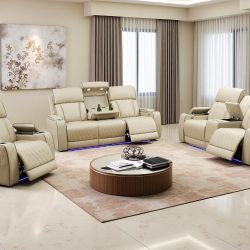 New Beige Power Reclining 3-Pc Set — Sofa • Loveseat • Chair