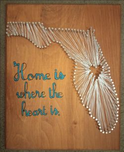 Florida String Art *20.00 Firm* Home is Where the Heart Is 14" x 11" Arts and Crafts Home Decor