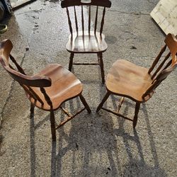 Vintage Solid Wood Spindle Back Dining Chairs