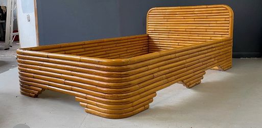 LOW PRICE MOVING- $6500+ SUPER RARE BOHO LAYERED BAMBOO FULL SIZE BED
