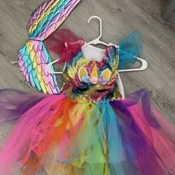 Rainbow Mermaid Dress With Wings 