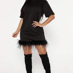 Fashion Nova. New Black Feather Dress. Tags Attached