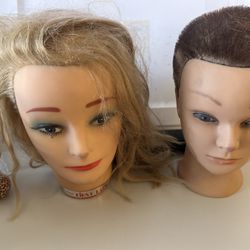 Set Of Two Mannequin Head Haircut Models