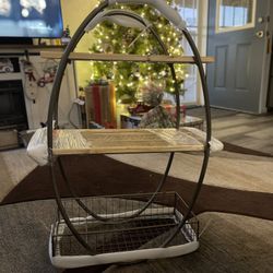 Metal shelves with basket