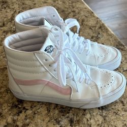 Women’s Vans Old Skool Sk8-hi White With Pink Stripe