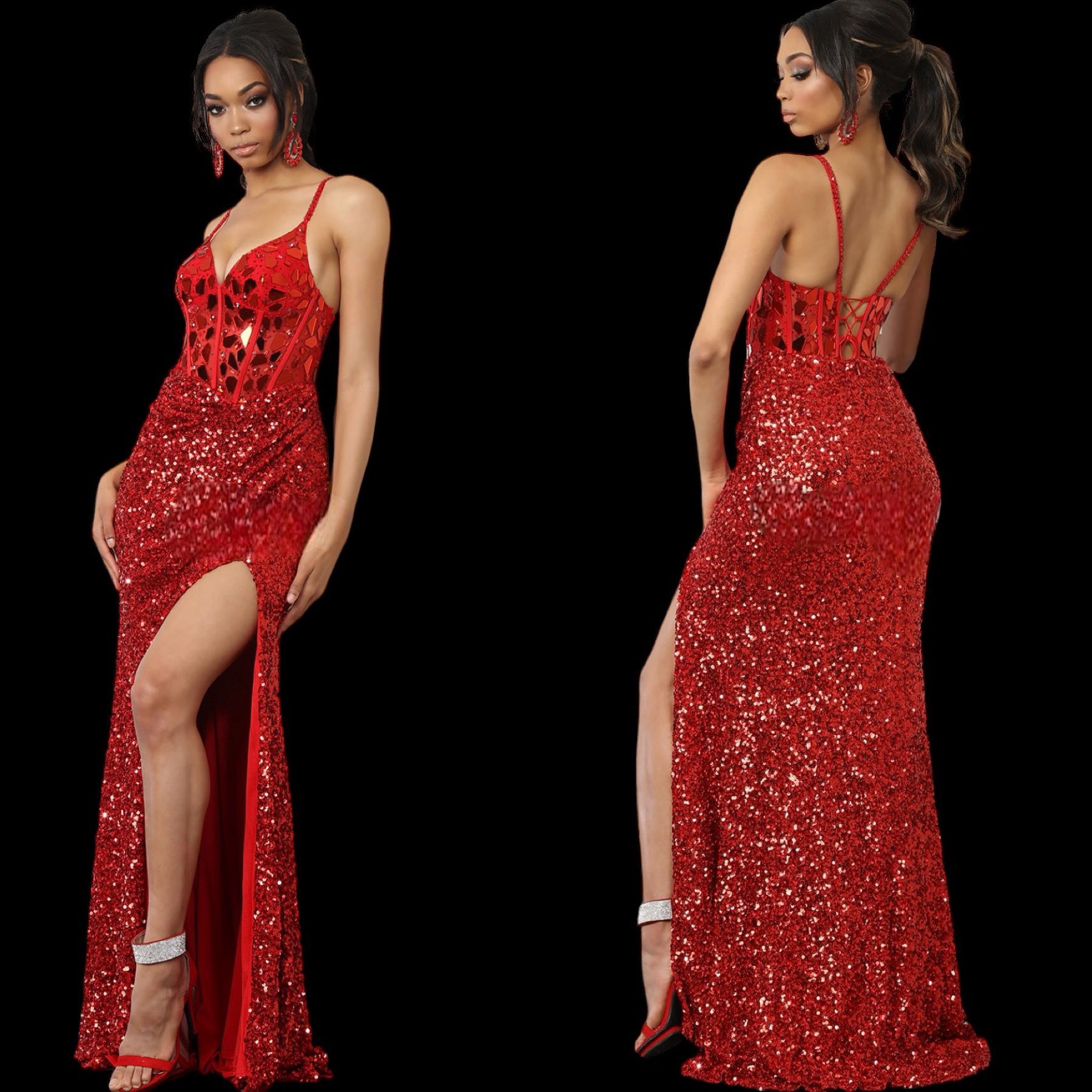 New With Tags Glass Beaded & Sequin Long Formal Dress & Prom Dress $220 