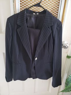 Black Strips Pantsuit L