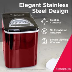 FRIGIDAIRE RIC117-SSRED Stainless Steel Ice Maker Medium Red