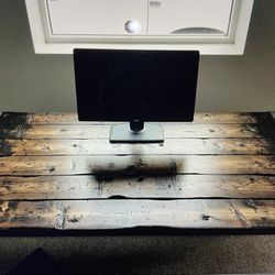 Distressed Industrial Office Desk With Industrial Pipe Legs