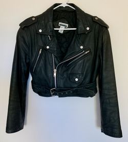 Genuine Leather Jacket Vintage 90s Biker Moto Black $100 OBO